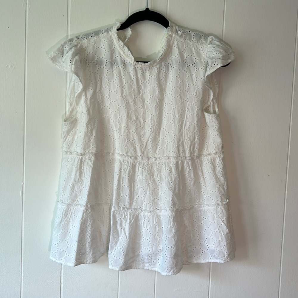 White Flutter sleeve Top